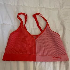Women's Red and Pink Ribbed Bralette